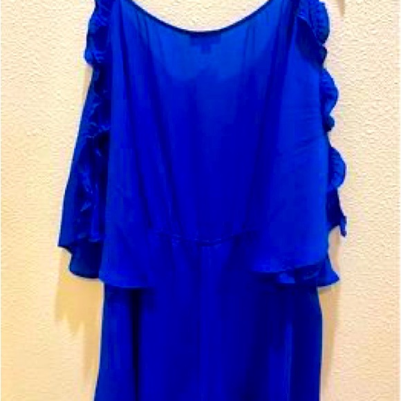 Bold Elements Women’s Royal Blue Romper Lined Cold Shoulder NWT - Picture 6 of 7